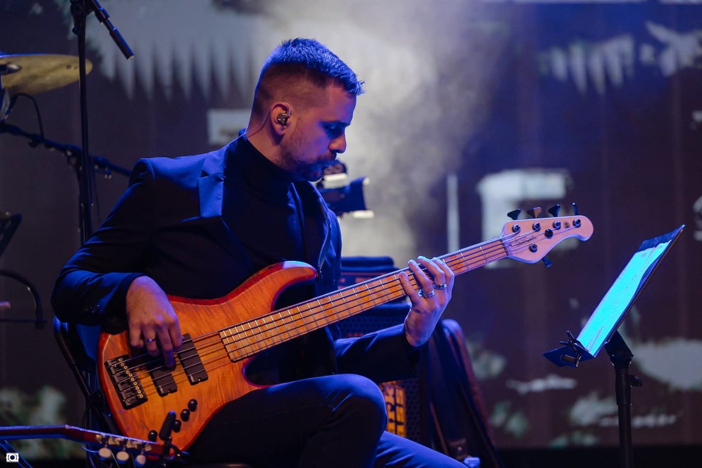 Bass player on stage